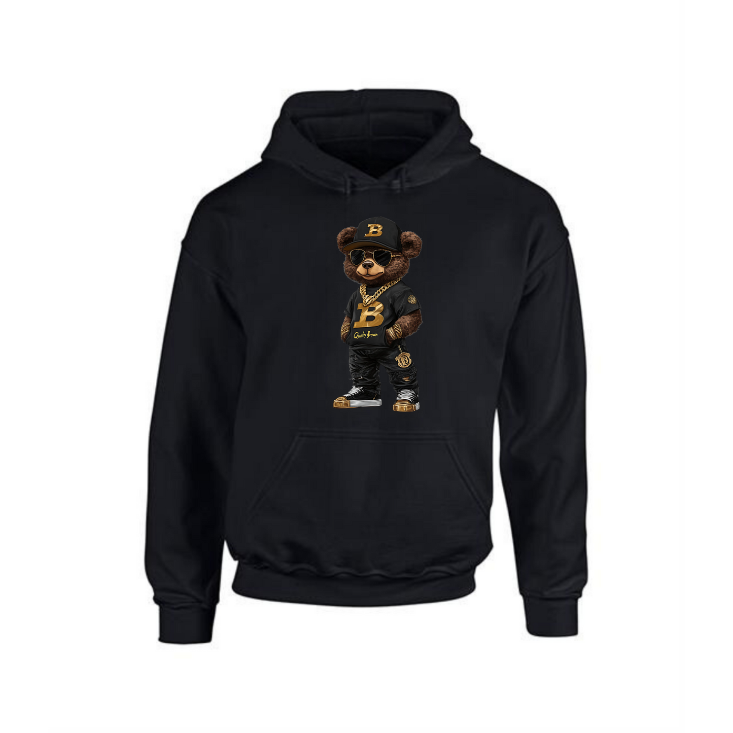 Teddy Bear B Quality Hoodie | Brown Bear Graphic Design