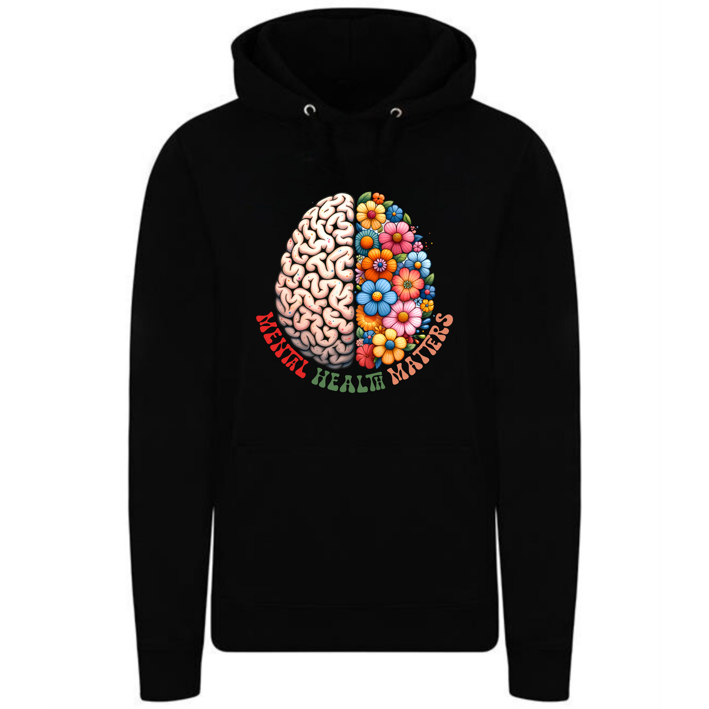 Mental Health Matters Hoodie | Brain and Flowers Design for Women