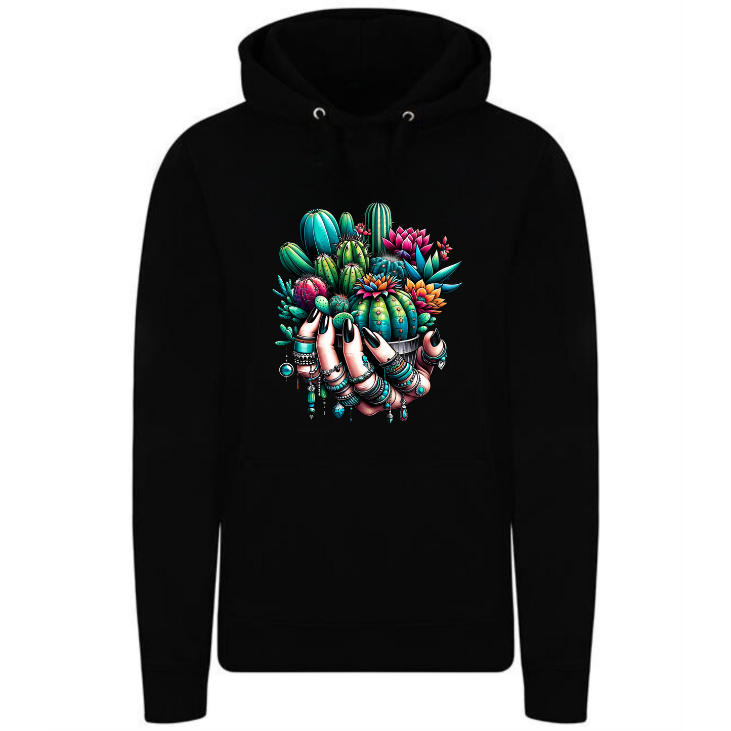 Holding Cactuses Hoodie | Unique Women’s Hand with Cactus Design for Women