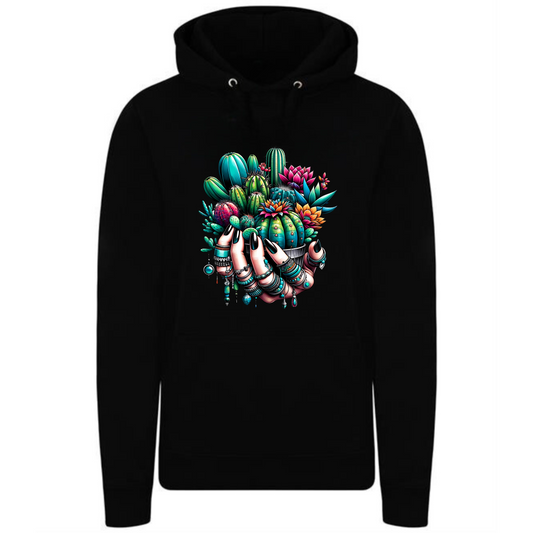 Holding Cactuses Hoodie | Unique Women’s Hand with Cactus Design