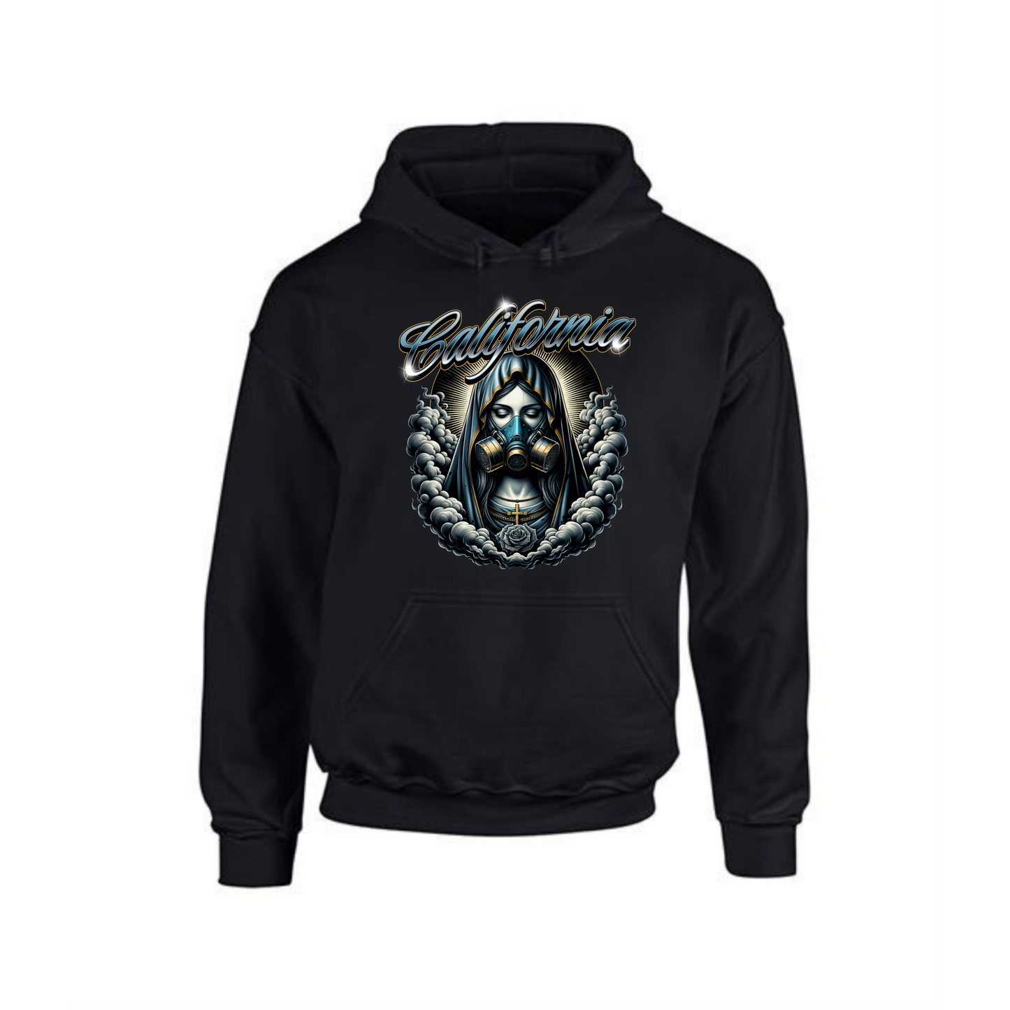 California Hoodie | Woman in Mask with Smoke Clouds Design