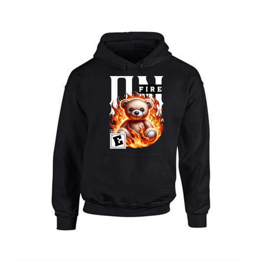 On Fire Hoodie | Teddy Bear Graphic with Bold Text