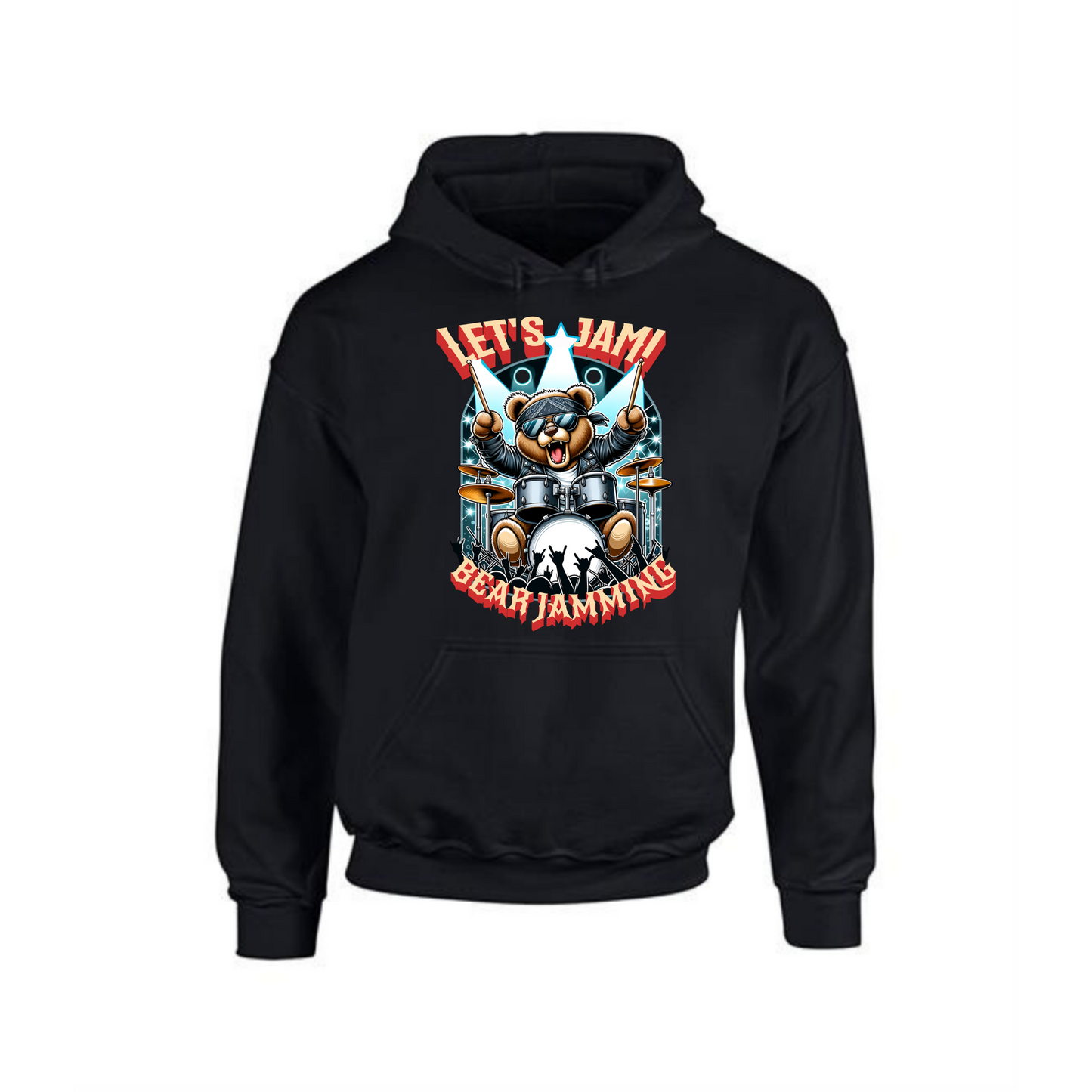 Let’s Jam Hoodie | Rocker Bear Drumming Design