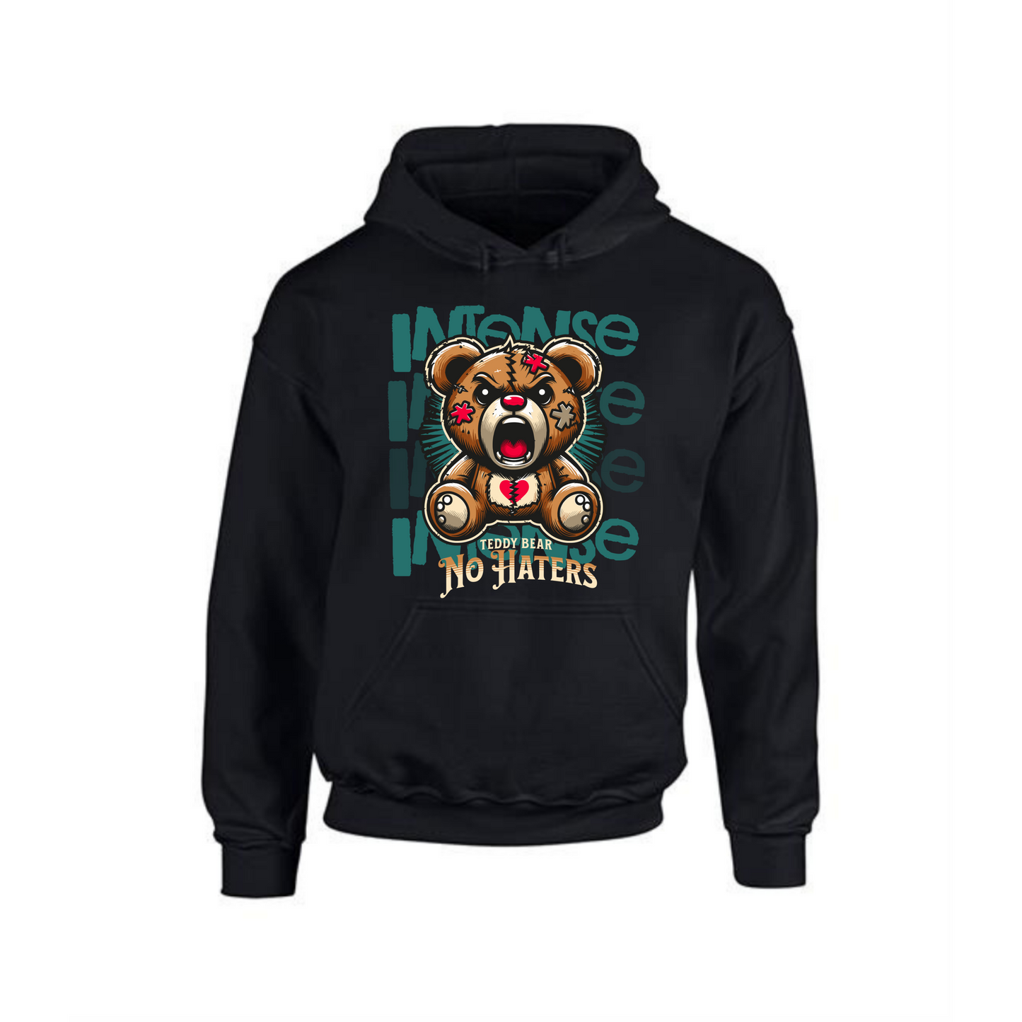 Intense Teddy Bear Hoodie | No Haters Design