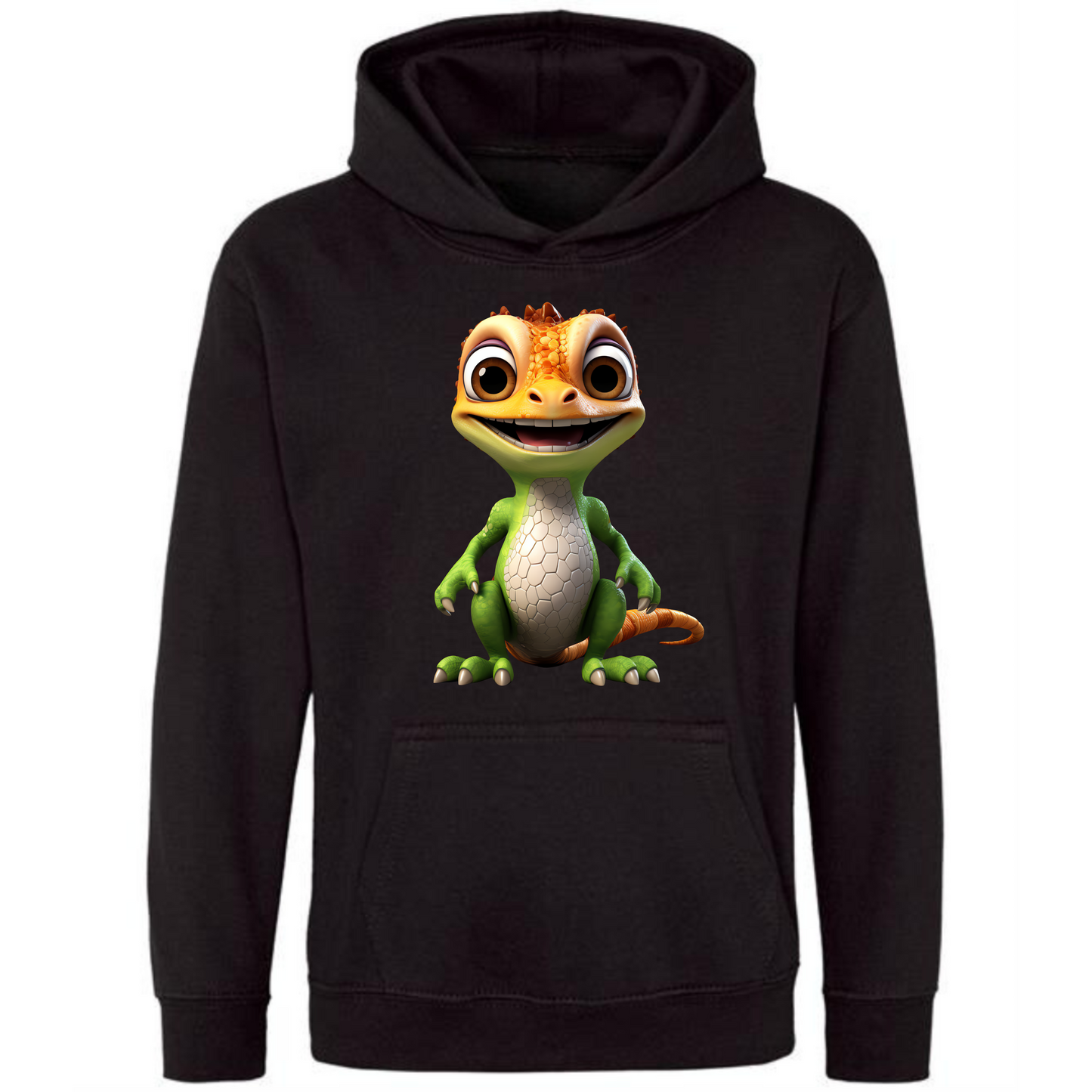 Kids' Cute Orange & Green Gecko Hoodie | Fun and Stylish Design