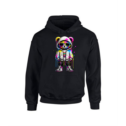 Teddy Bear Hoodie | Neon Hands-in-Pockets Cool for Men