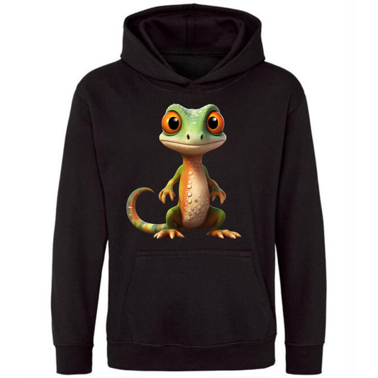 Kids' Cute Green & Orange Gecko Hoodie – Comfy & Colorful