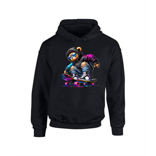 Teddy Bear Hoodie | Neon Skateboard Cool for Men