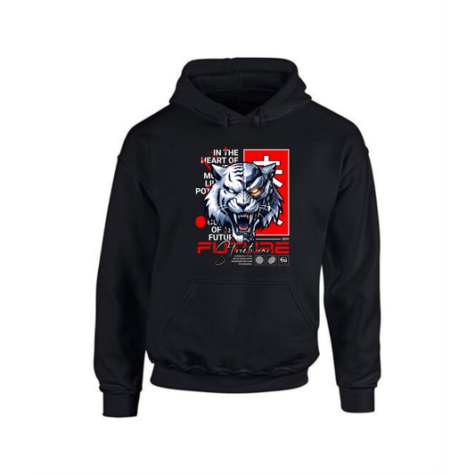 Future Hoodie | Angry Tiger Split Face with Robot Design