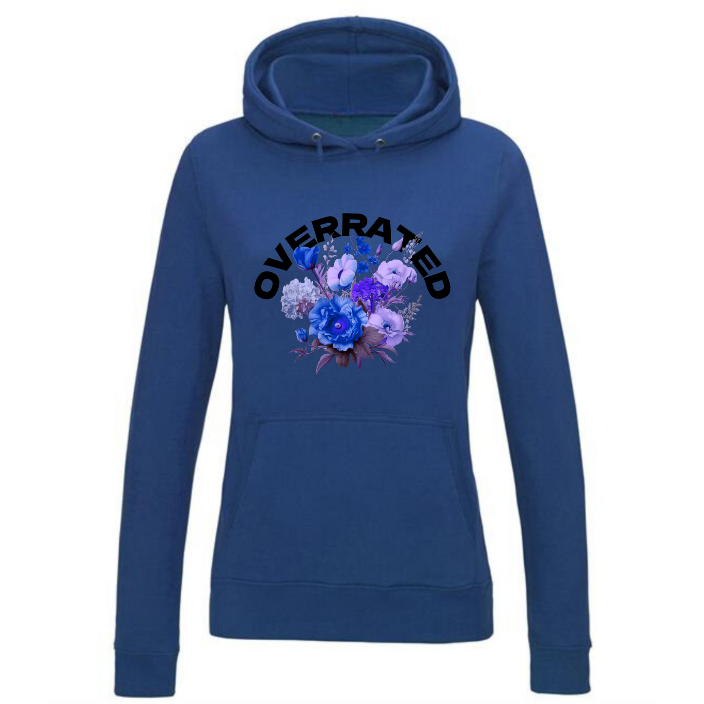 Overrated Hoodie | Floral Text Design