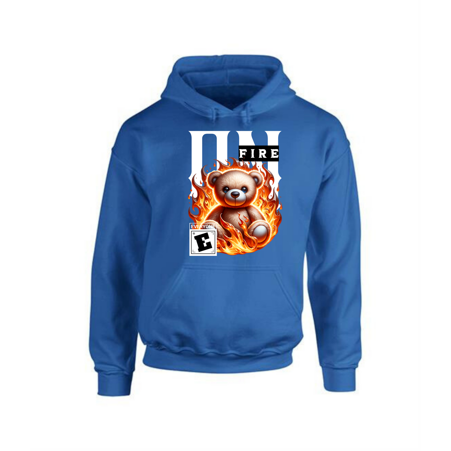 On Fire Hoodie | Teddy Bear Graphic with Bold Text