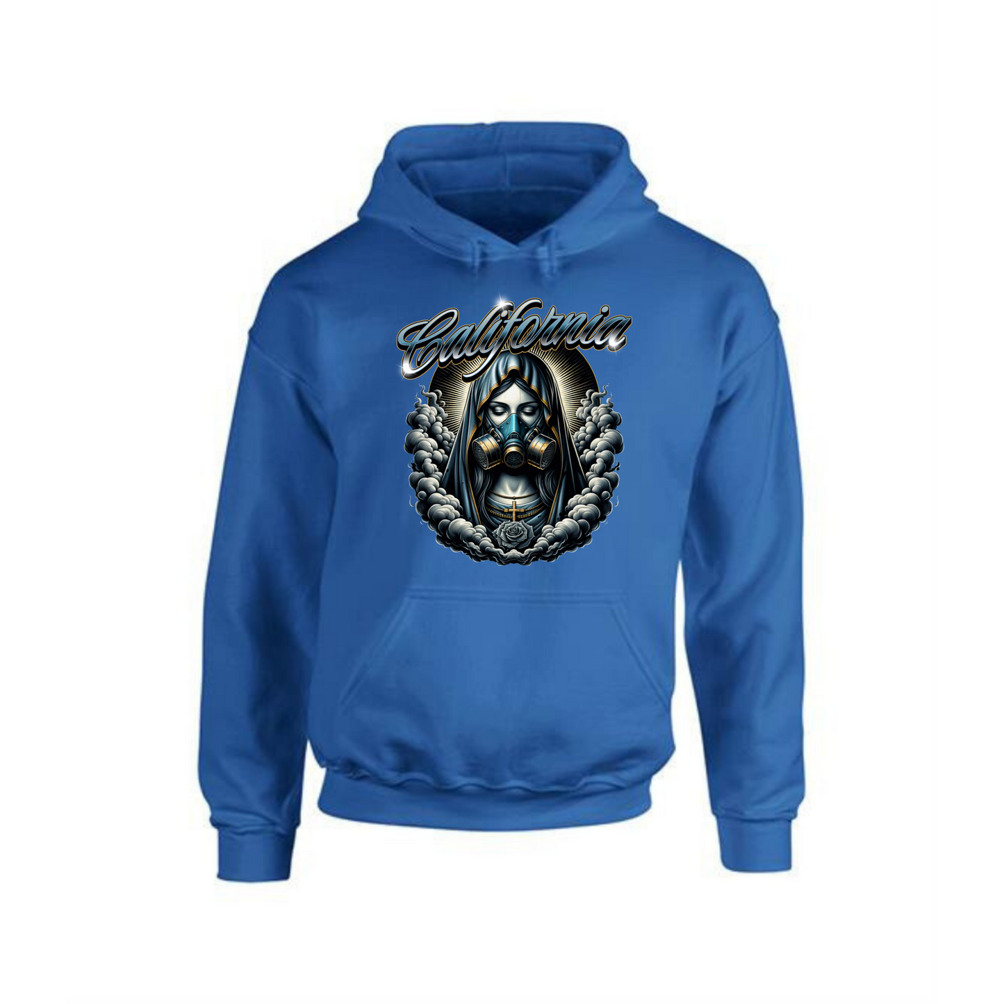 California Hoodie | Woman in Mask with Smoke Clouds Design