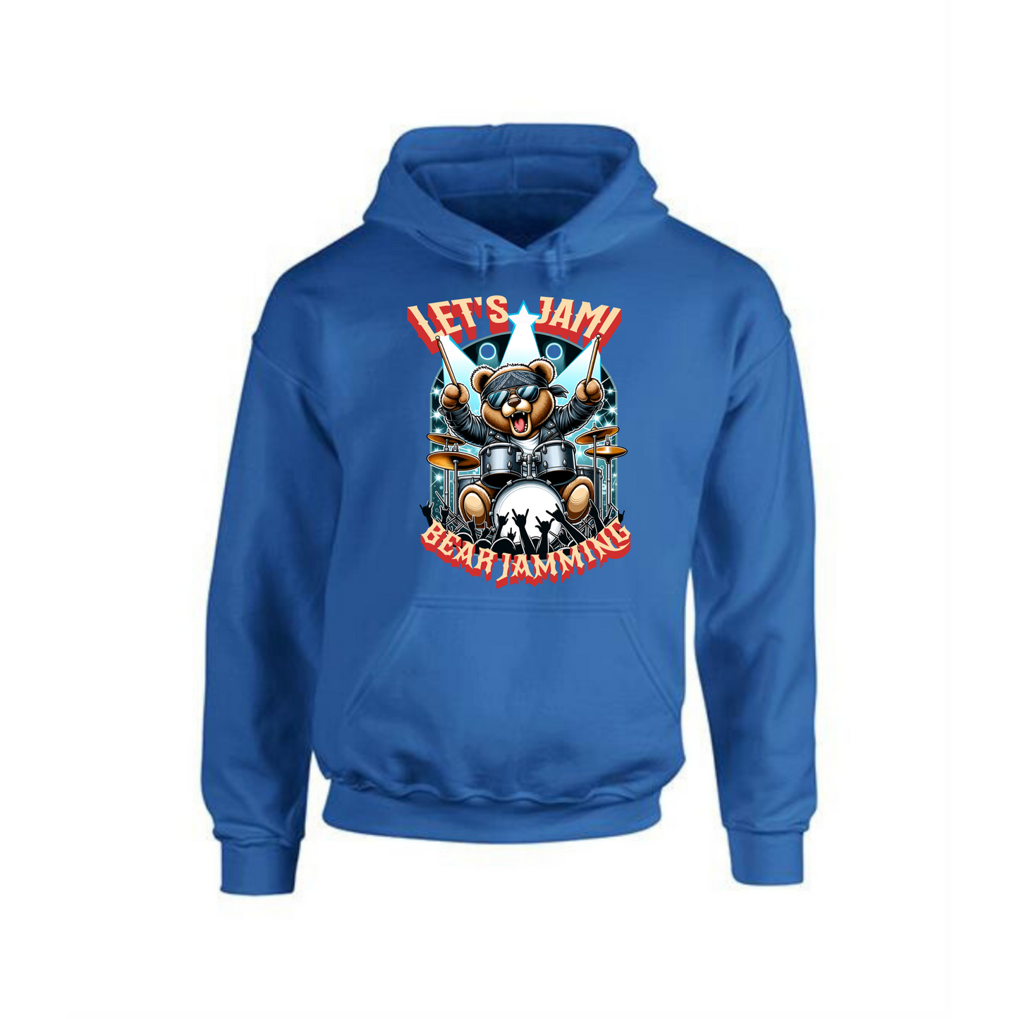 Let’s Jam Hoodie | Rocker Bear Drumming Design