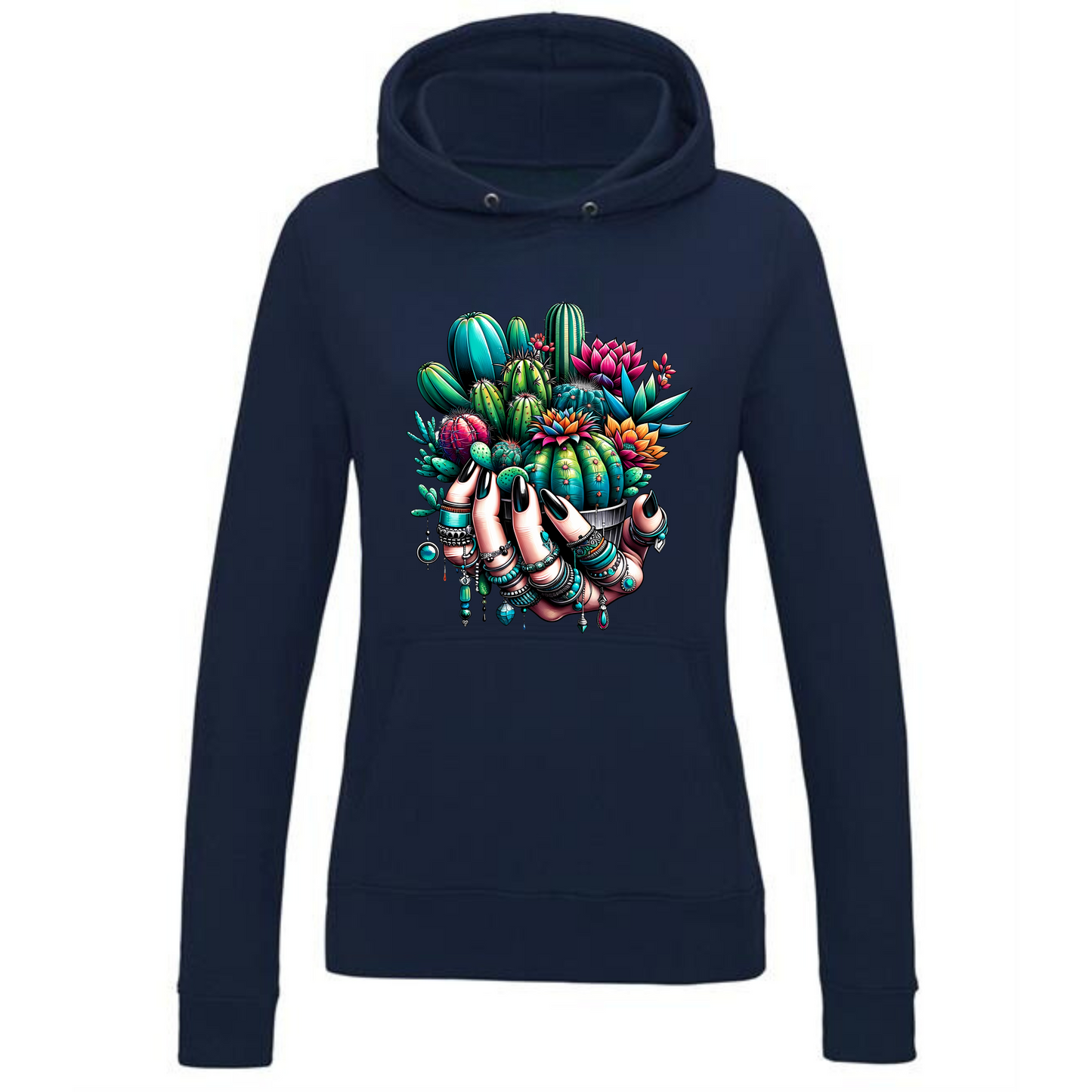 Holding Cactuses Hoodie | Unique Women’s Hand with Cactus Design for Women