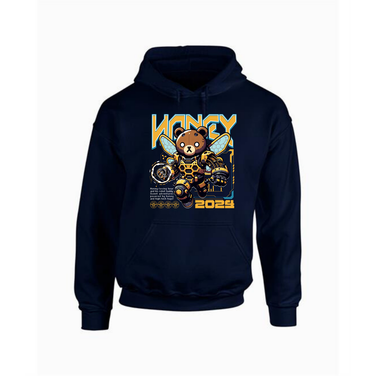 Honey Bee Robot Bear Hoodie | Sci-Fi Animal Hero Design