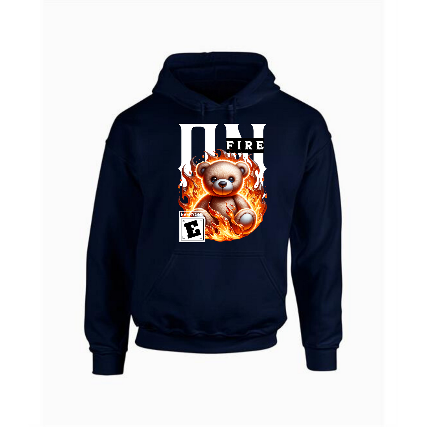 On Fire Hoodie | Teddy Bear Graphic with Bold Text