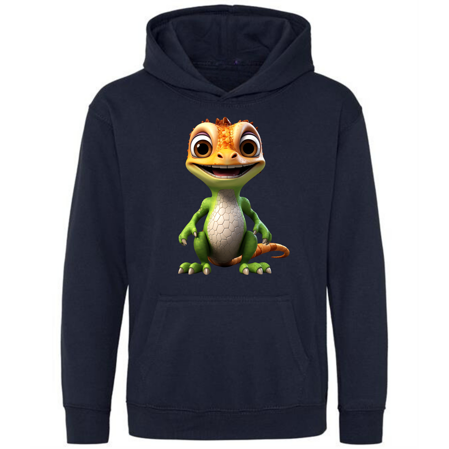 Kids' Cute Orange & Green Gecko Hoodie | Fun and Stylish Design