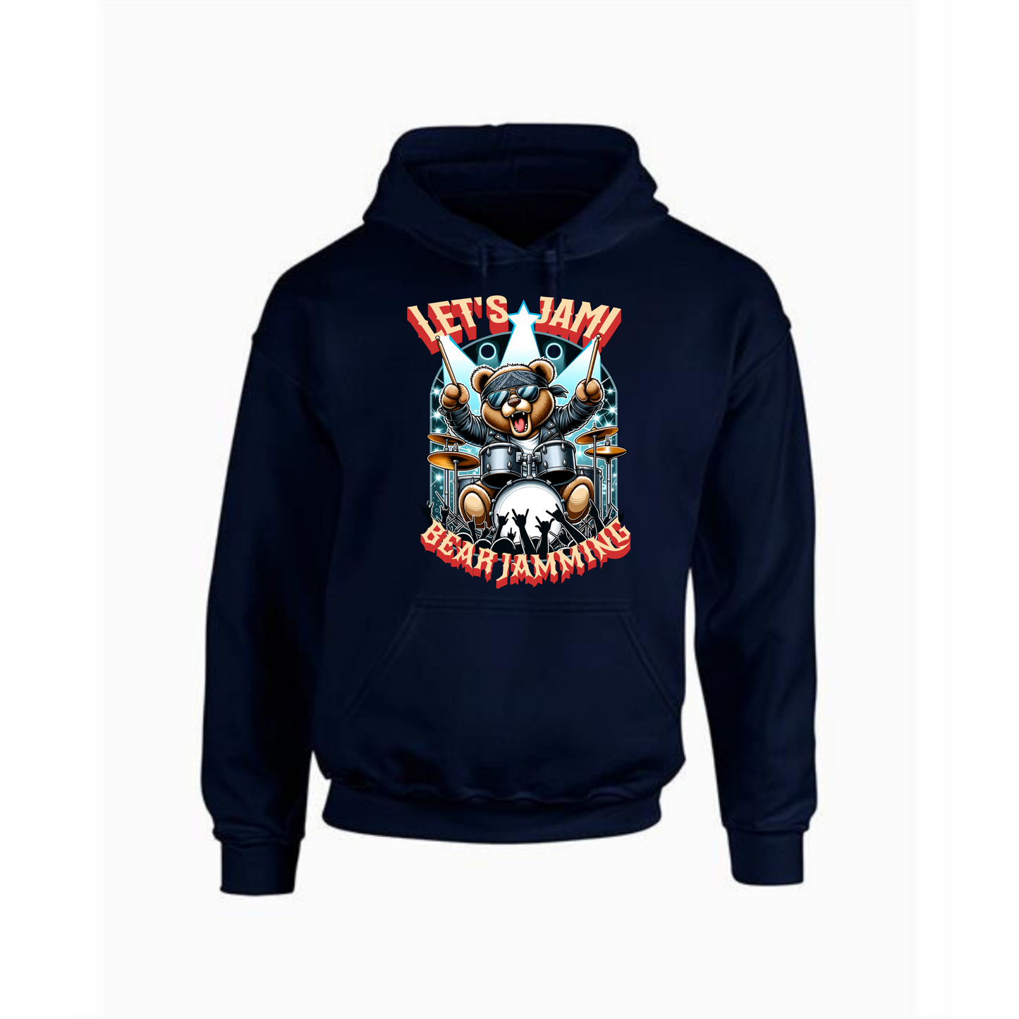 Let’s Jam Hoodie | Rocker Bear Drumming Design