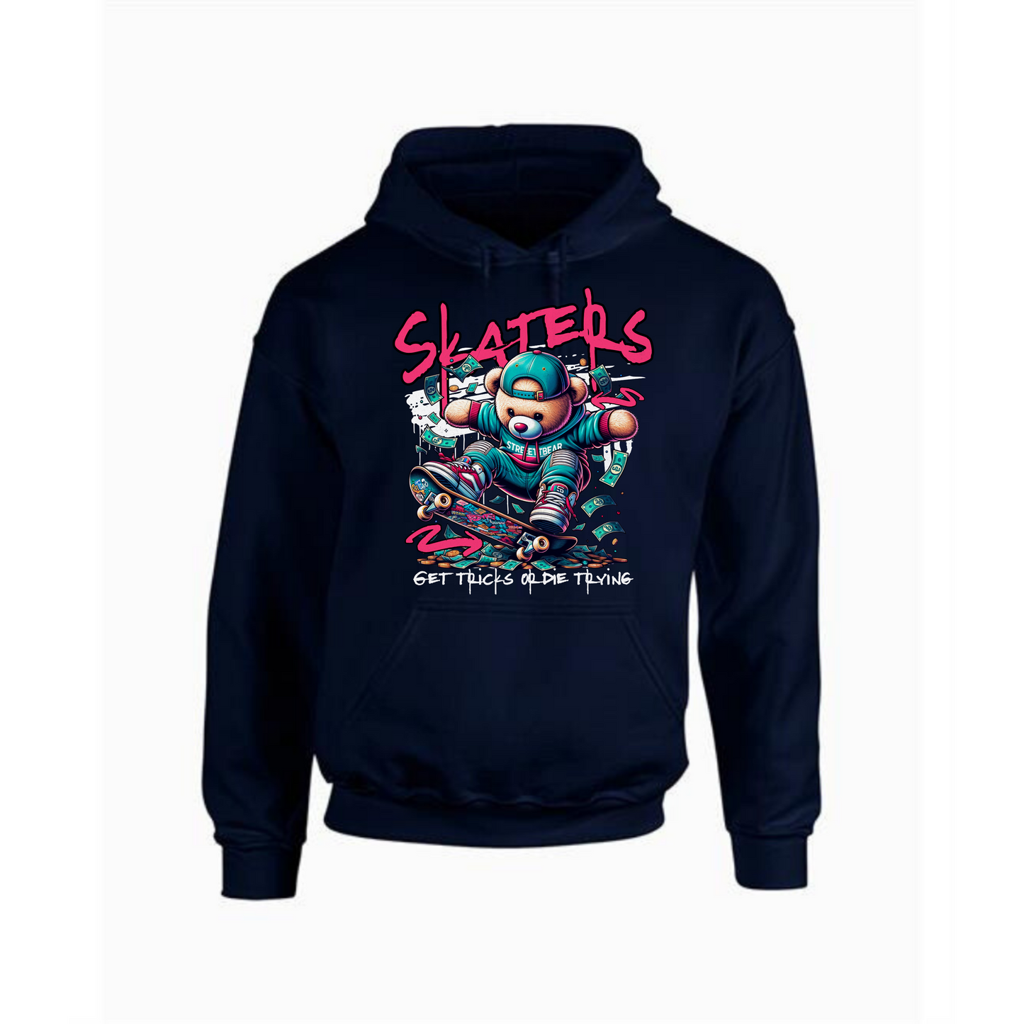 Skaters Hoodie | Teddy Bear on Skateboard Graphic Design