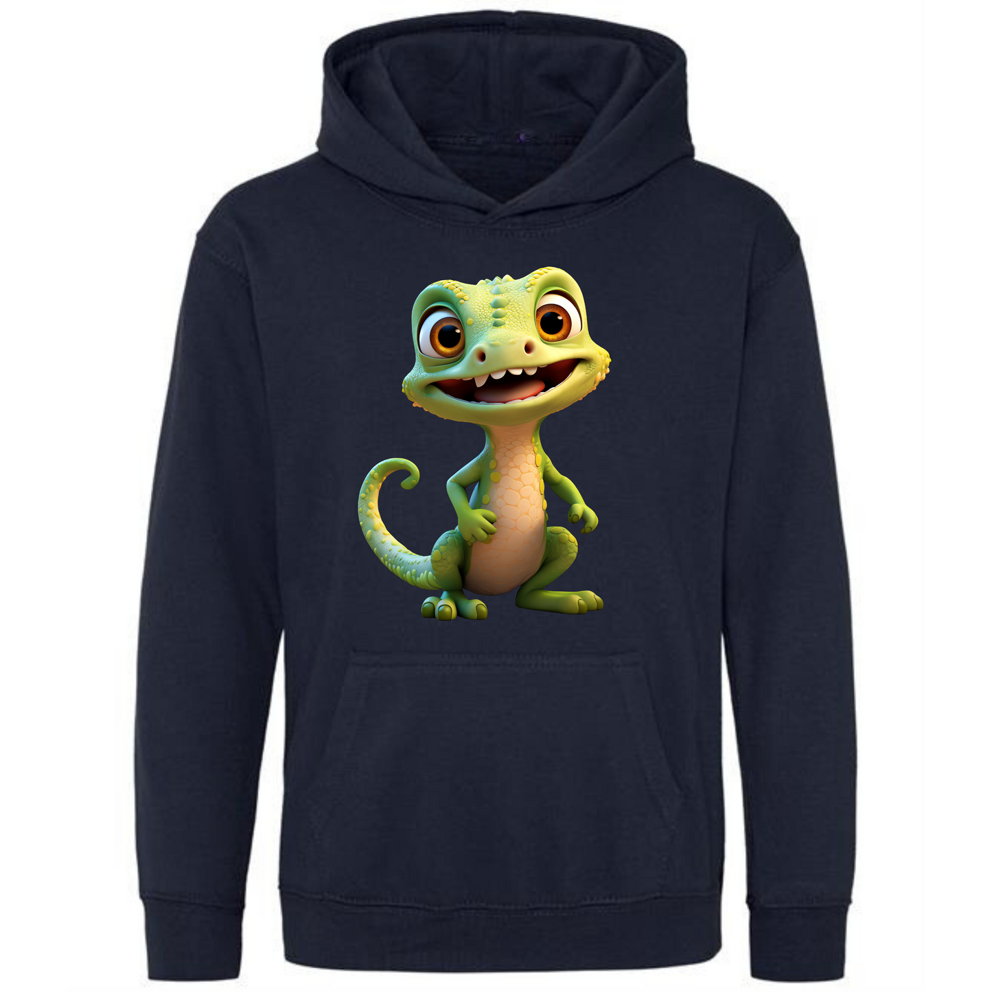 Kids' Cute Green Gecko Hoodie – Comfy & Fun Design