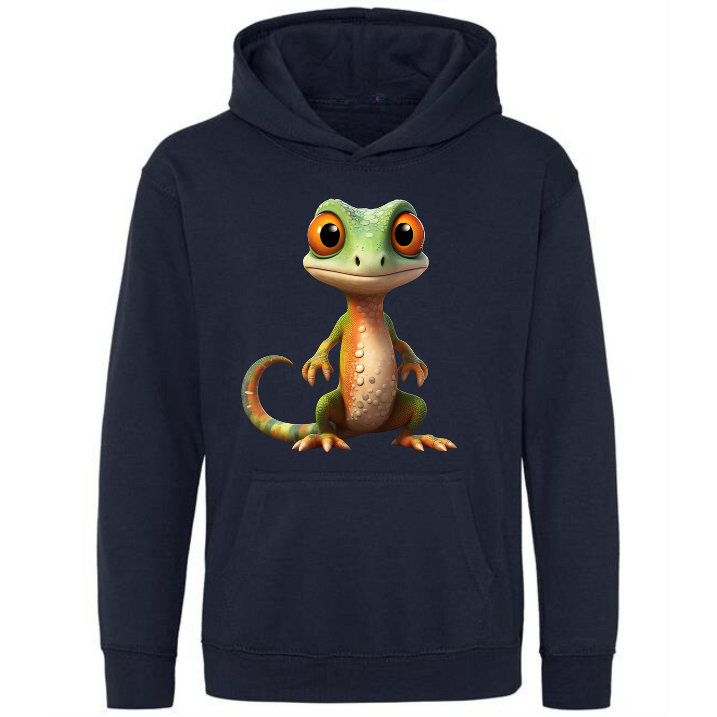 Kids' Cute Green & Orange Gecko Hoodie | Adorable and Comfy Design