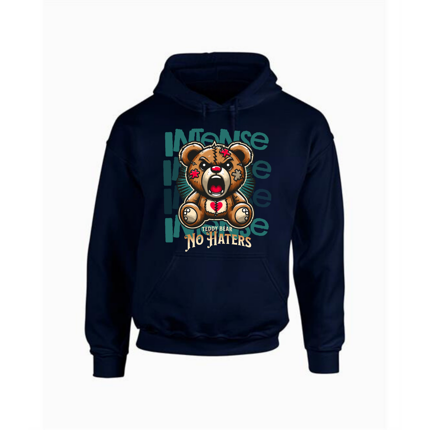 Intense Teddy Bear Hoodie | No Haters Design