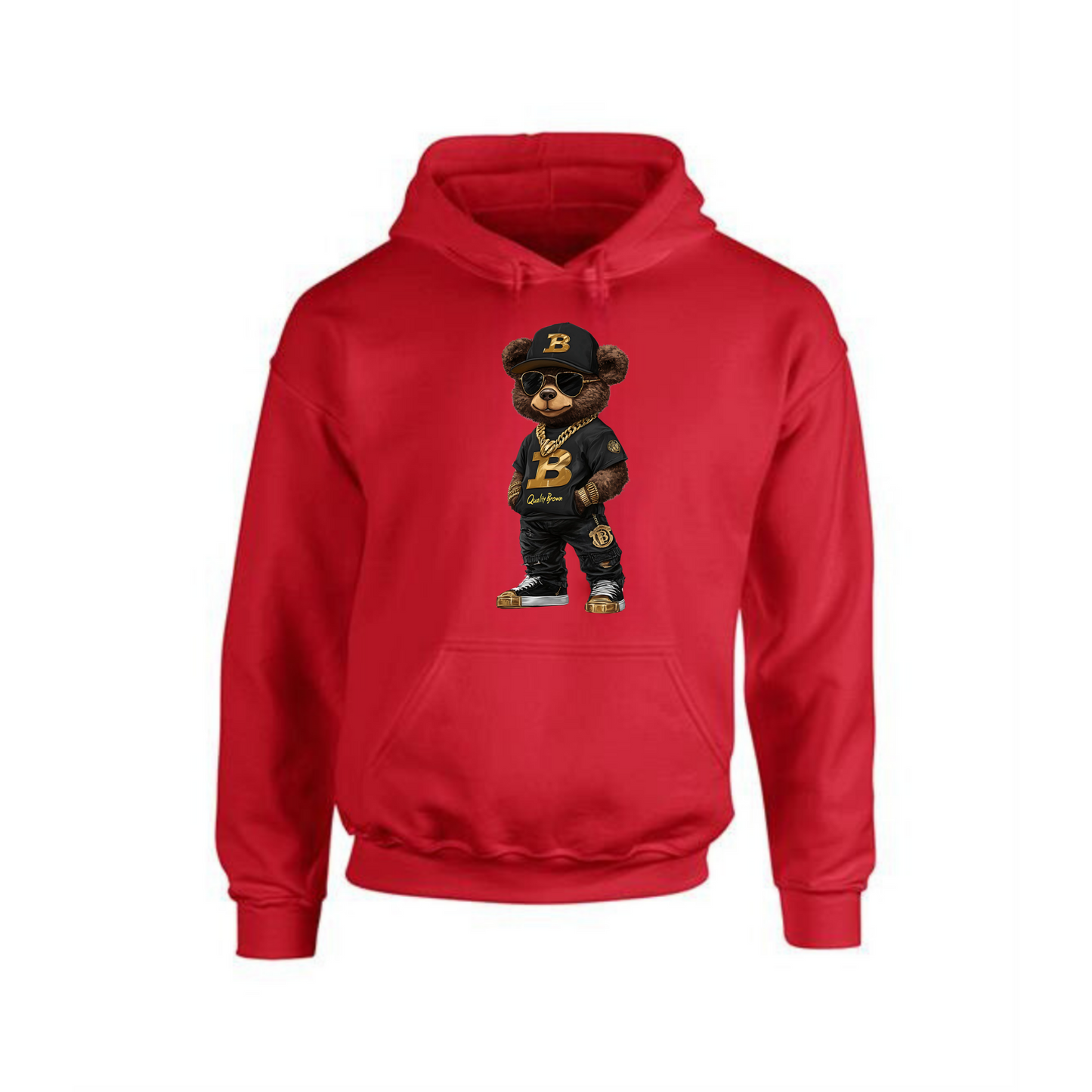 Teddy Bear B Quality Hoodie | Brown Bear Graphic Design