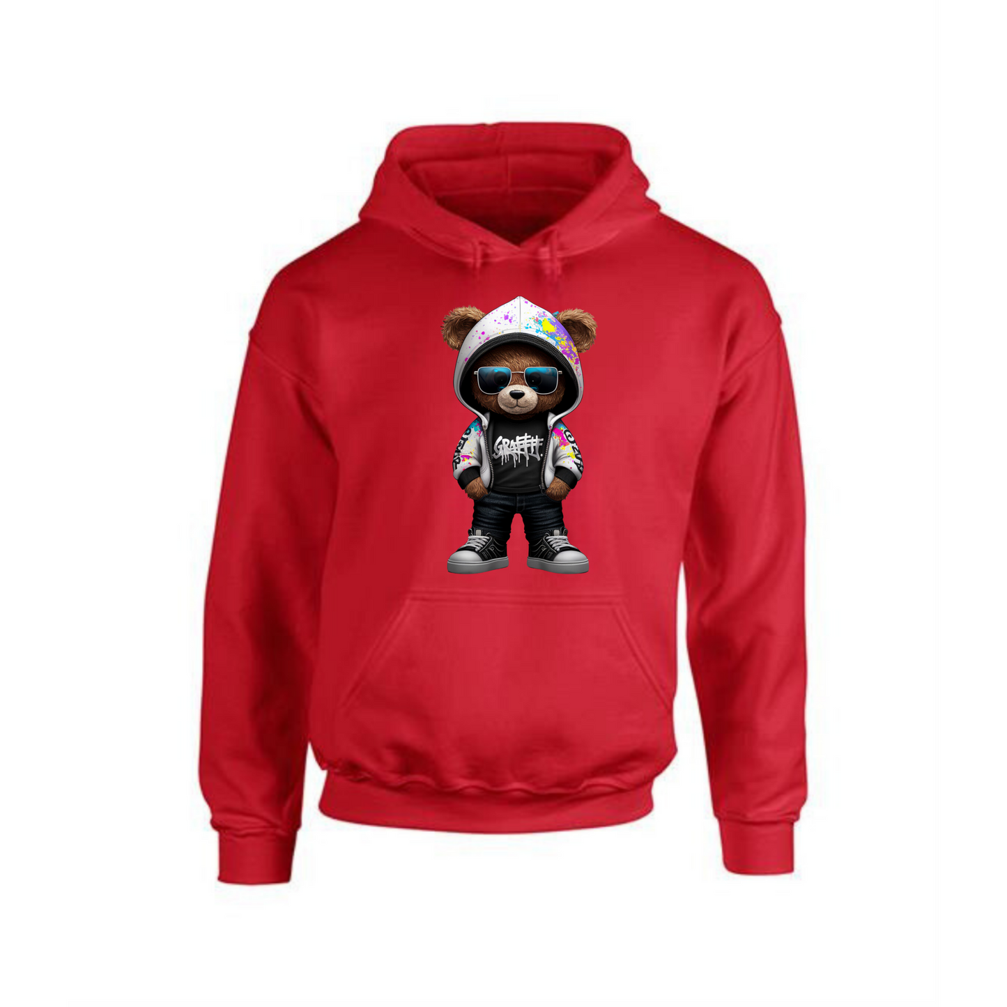 Teddy Bear Hoodie | Graffiti Style with Sunglasses for Men