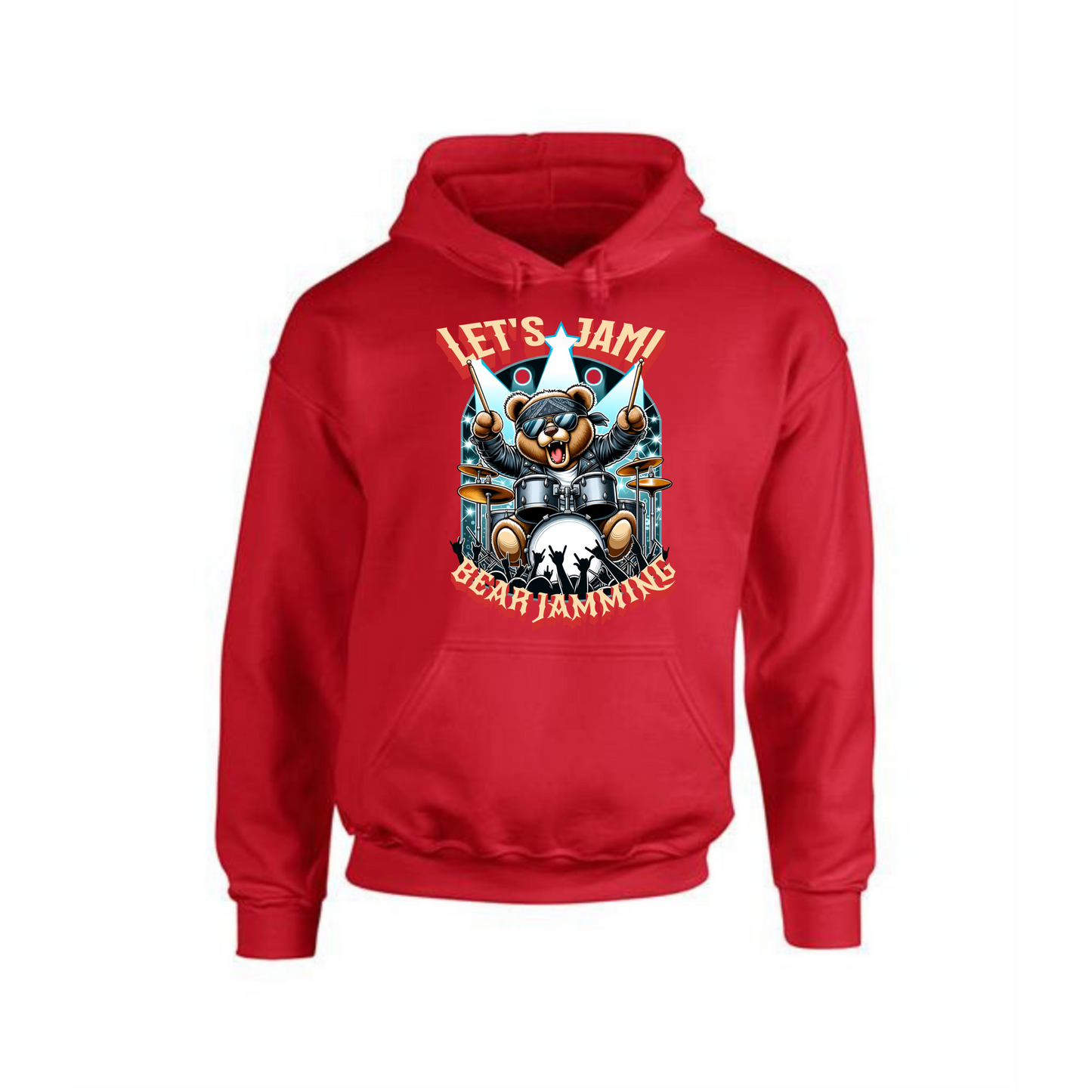 Let’s Jam Hoodie | Rocker Bear Drumming Design