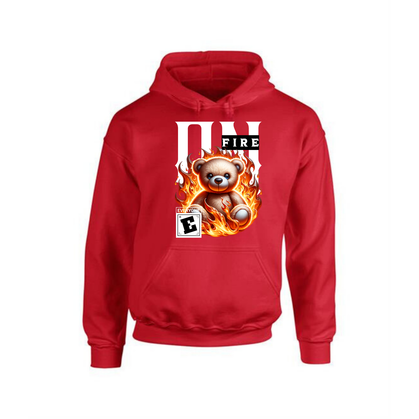 On Fire Hoodie | Teddy Bear Graphic with Bold Text