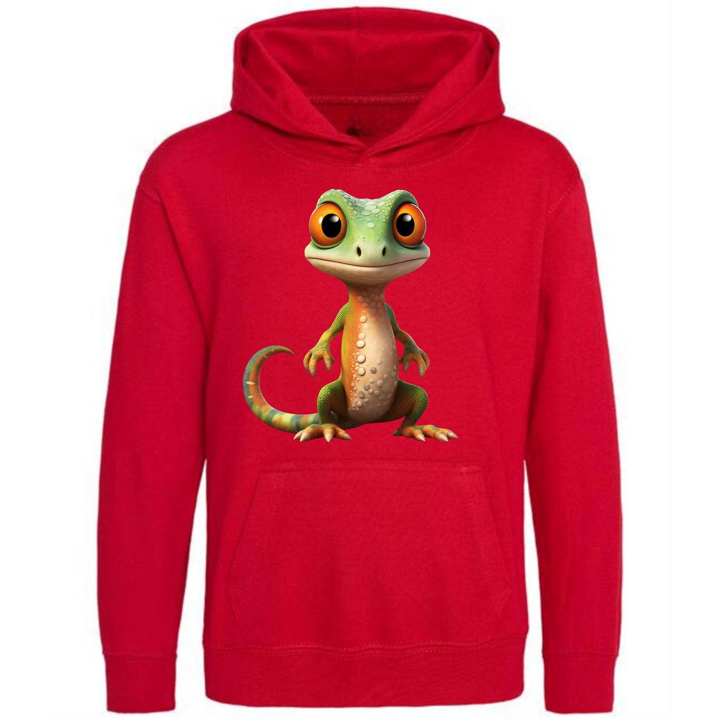 Kids' Cute Green & Orange Gecko Hoodie | Adorable and Comfy Design