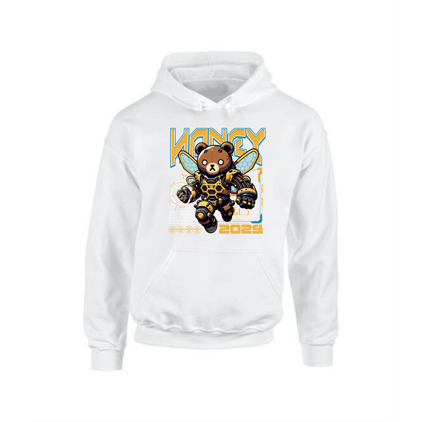 Honey Bee Robot Bear Hoodie | Sci-Fi Animal Hero Design