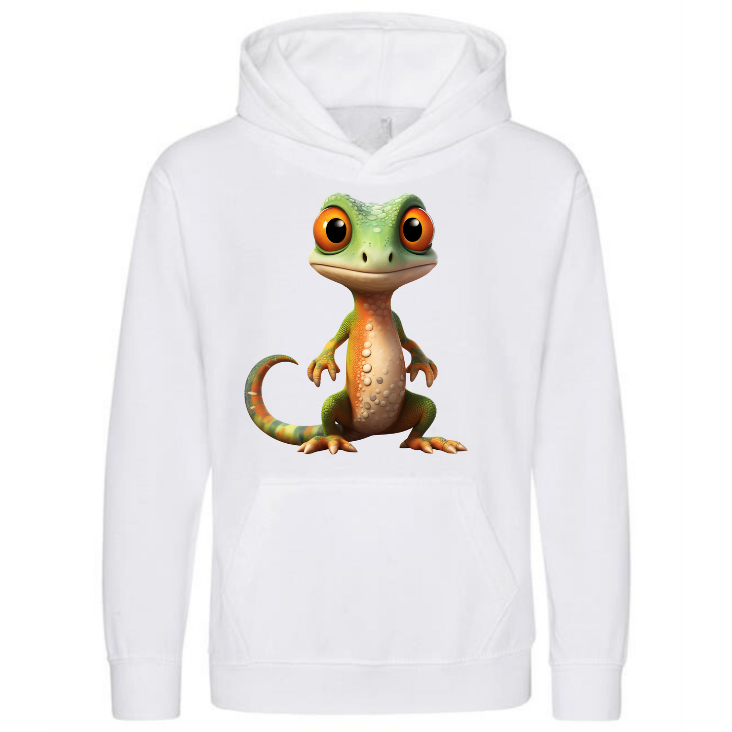 Kids' Cute Green & Orange Gecko Hoodie | Adorable and Comfy Design