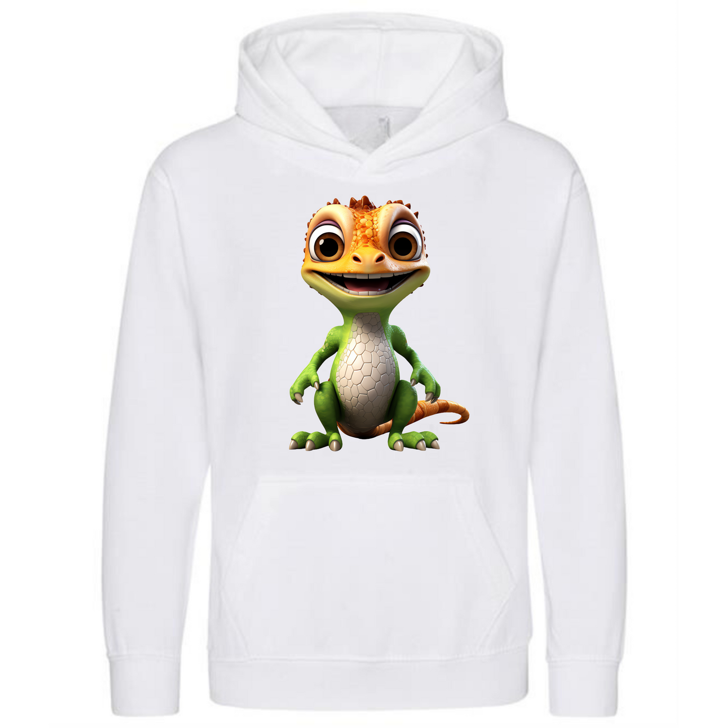 Kids' Cute Orange & Green Gecko Hoodie | Fun and Stylish Design