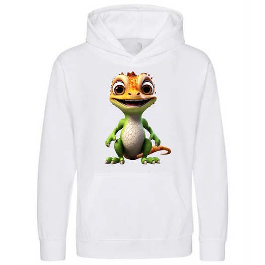 Kids' Cute Orange & Green Gecko Hoodie – Fun & Stylish