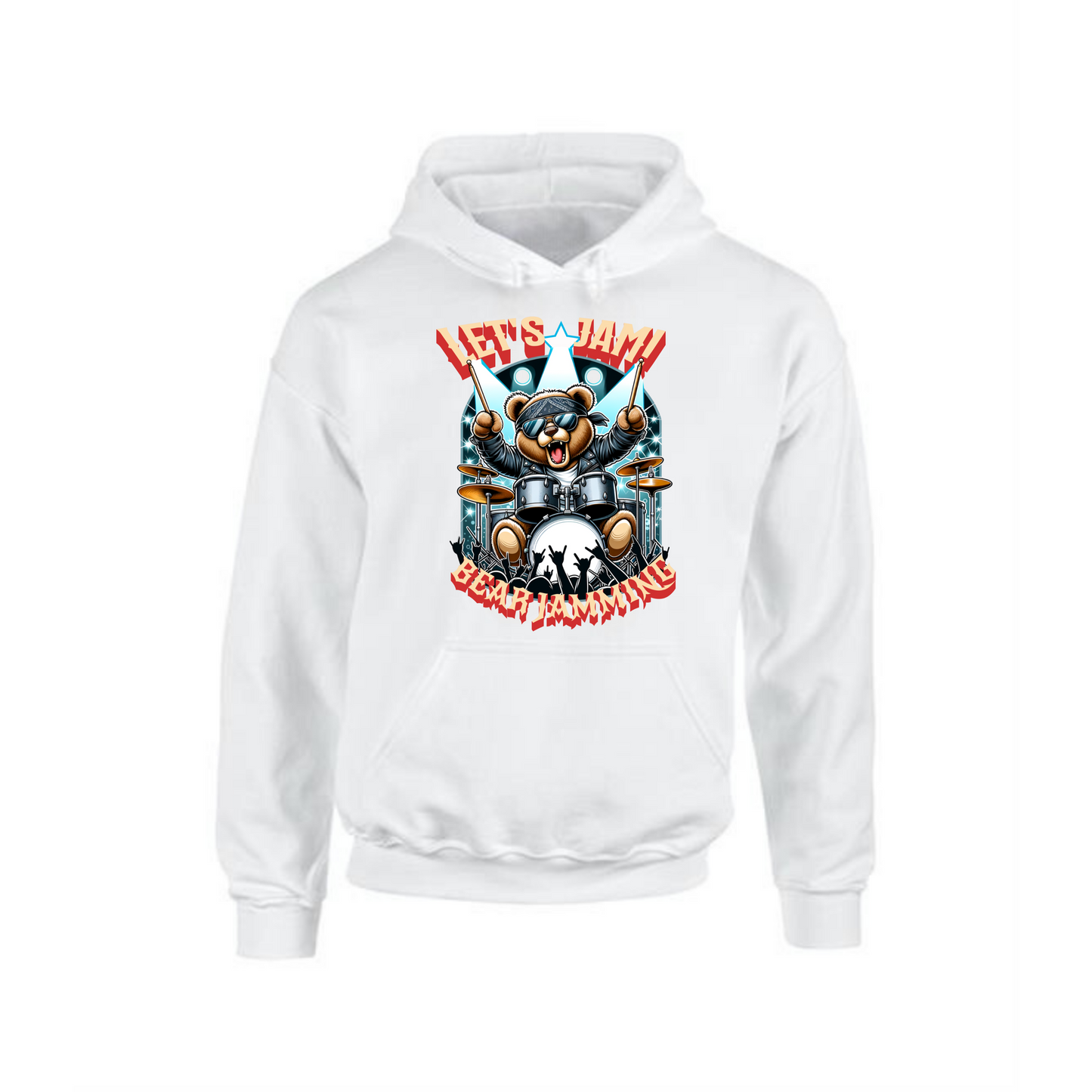 Let’s Jam Hoodie | Rocker Bear Drumming Design