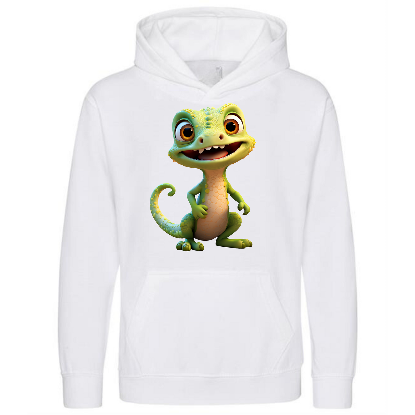 Kids' Cute Green Gecko Hoodie – Comfy & Fun Design