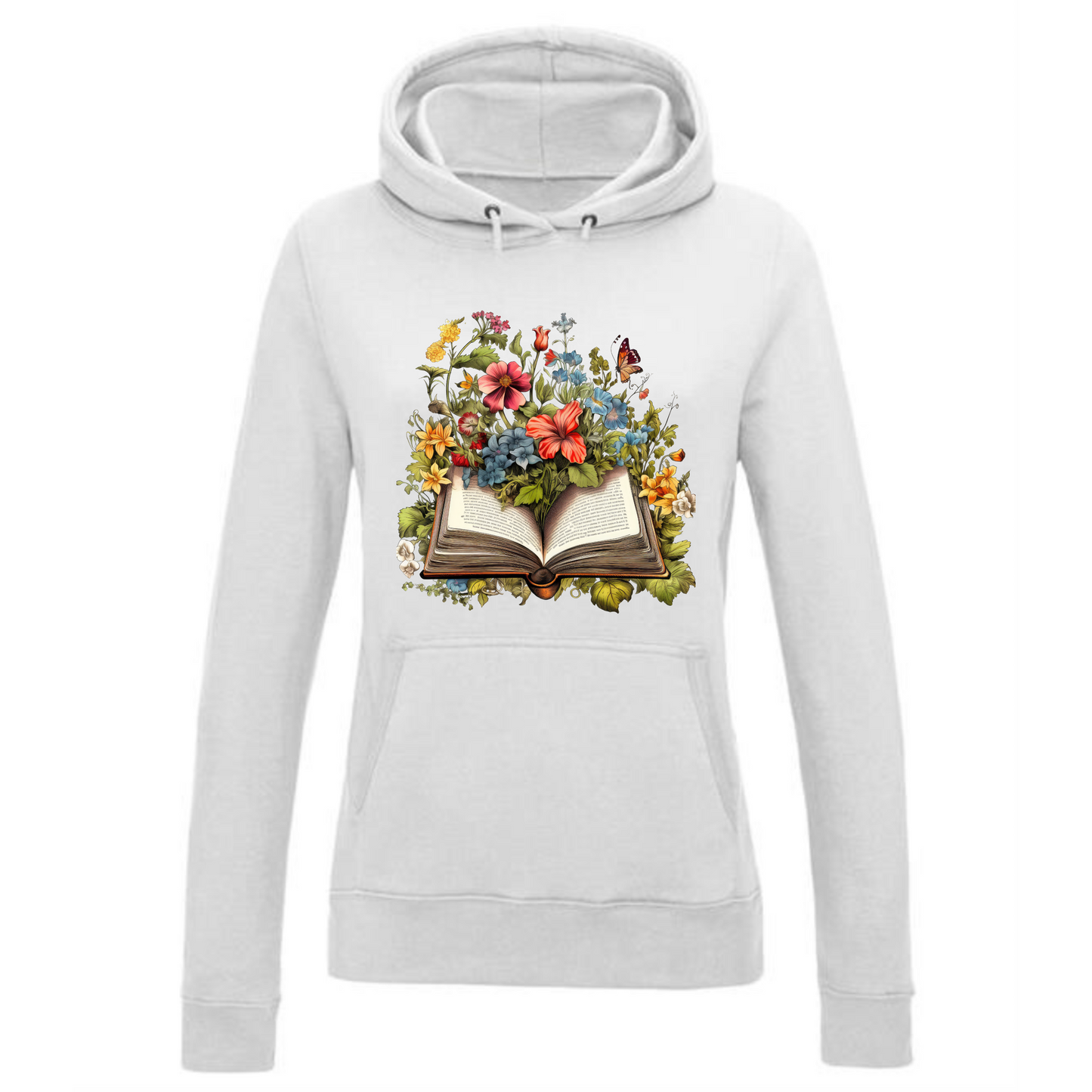 Botanical Antique Book Hoodie | Floral Open Book Design