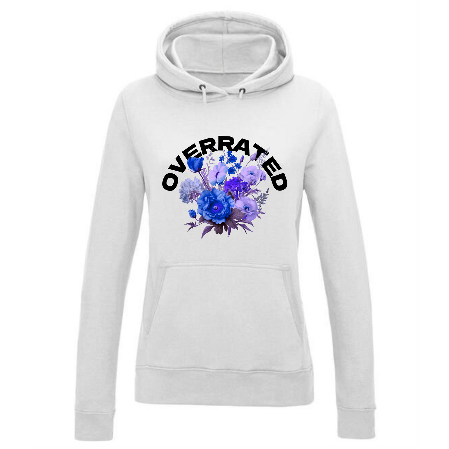 Overrated Hoodie | Floral Text Design