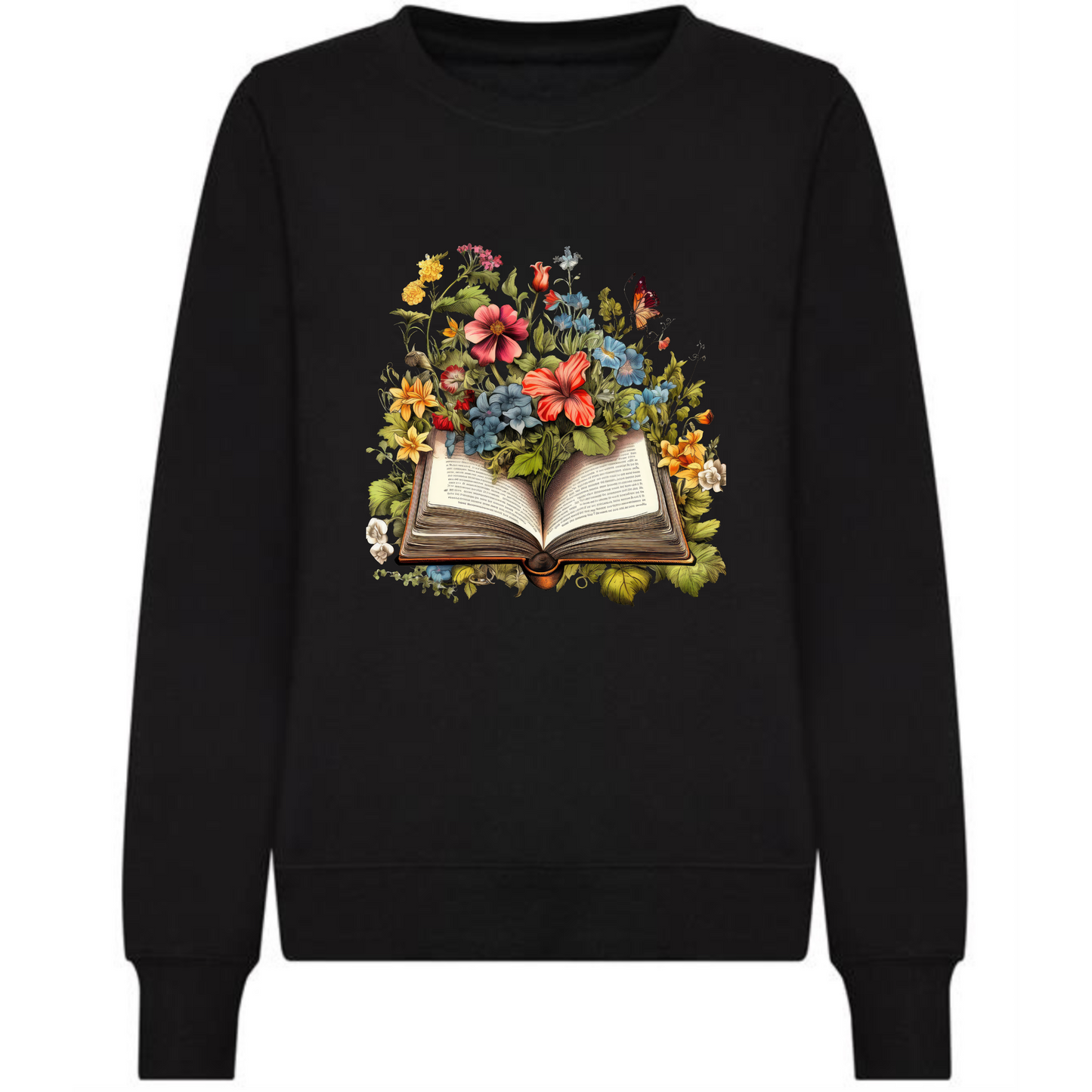 Botanical Antique Book Sweatshirt | Floral Open Book Design