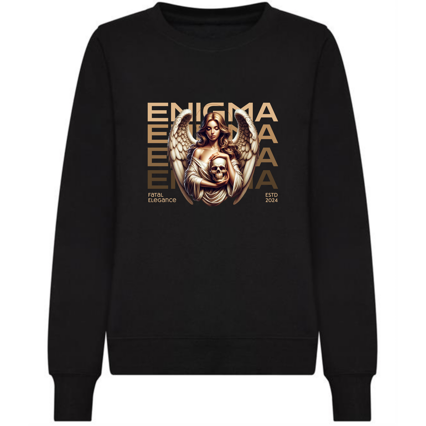 Enigma Sweatshirt | Woman with Angel Wings & Skull Design