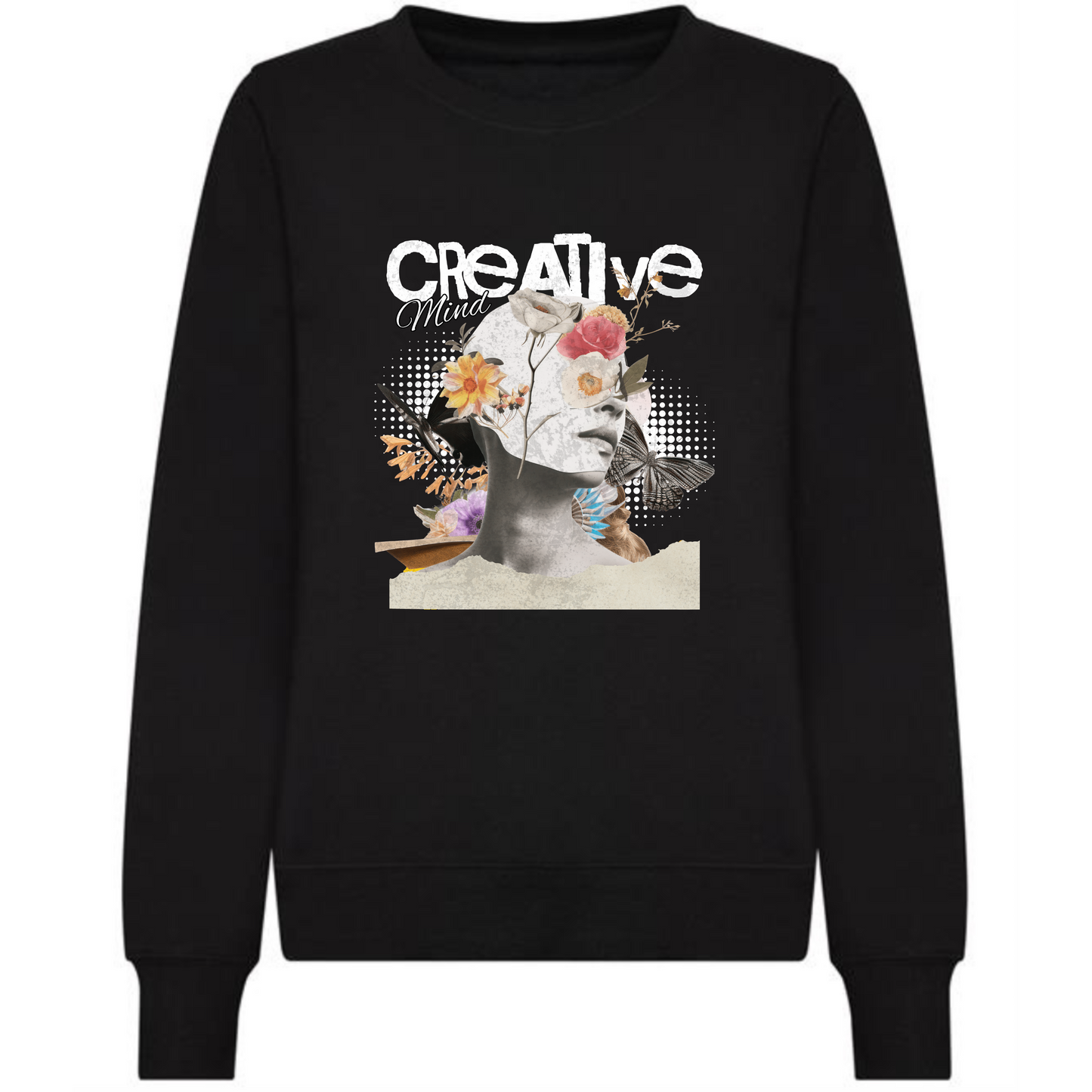 Creative Mind Sweatshirt | Woman Bust with Flowers Design