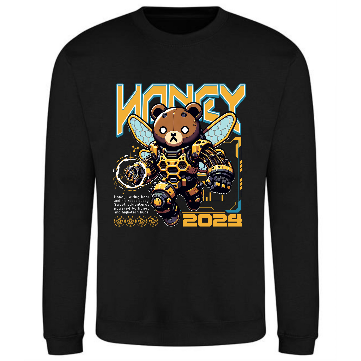 Honey Bee Robot Bear Sweatshirt | Future Sci-Fi Animal Hero Design