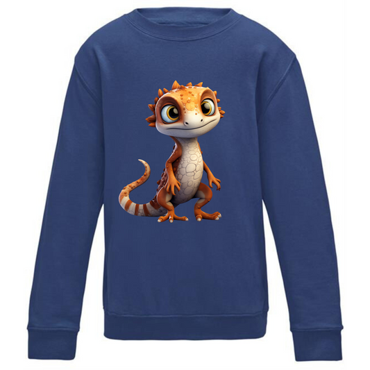 Kids' Cute Orange Gecko Sweatshirt – Cozy & Playful