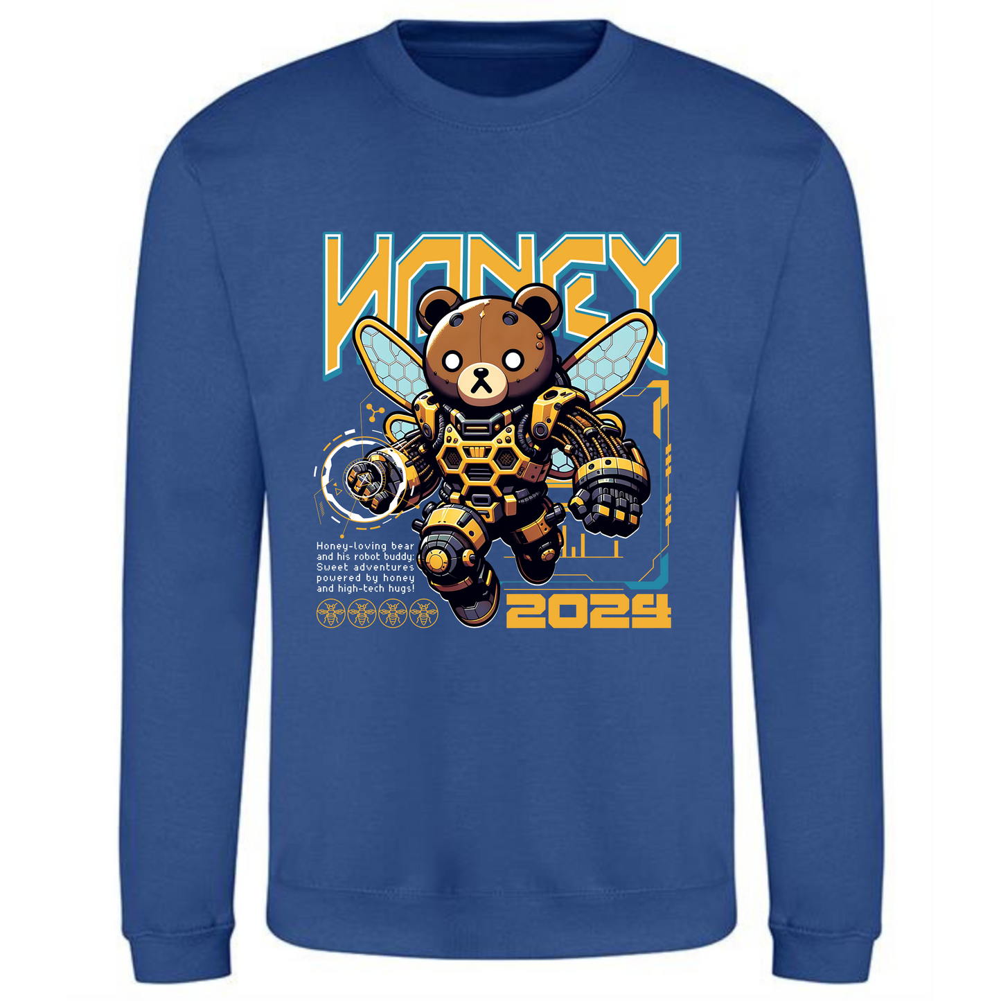 Honey Bee Robot Bear Sweatshirt | Future Sci-Fi Animal Hero Design