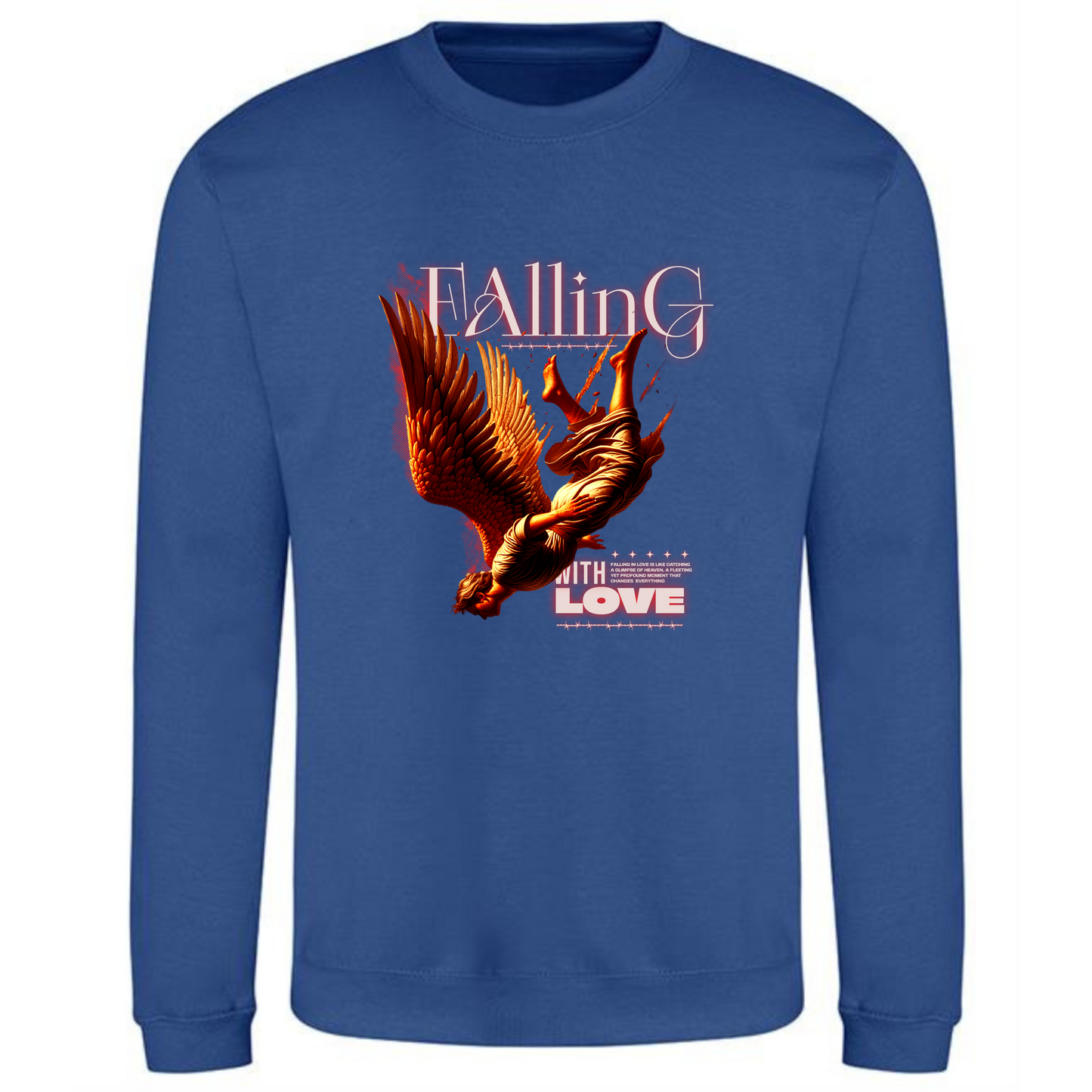 Falling with Love Sweatshirt | Angel Wings Falling Design – Poetic Art