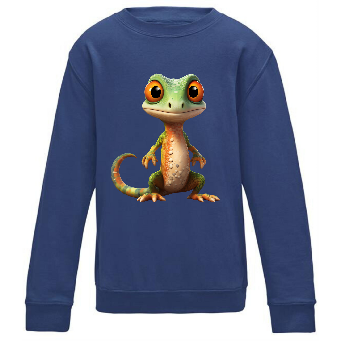 Kids' Cute Green & Orange Gecko Sweatshirt – Cozy & Colorful