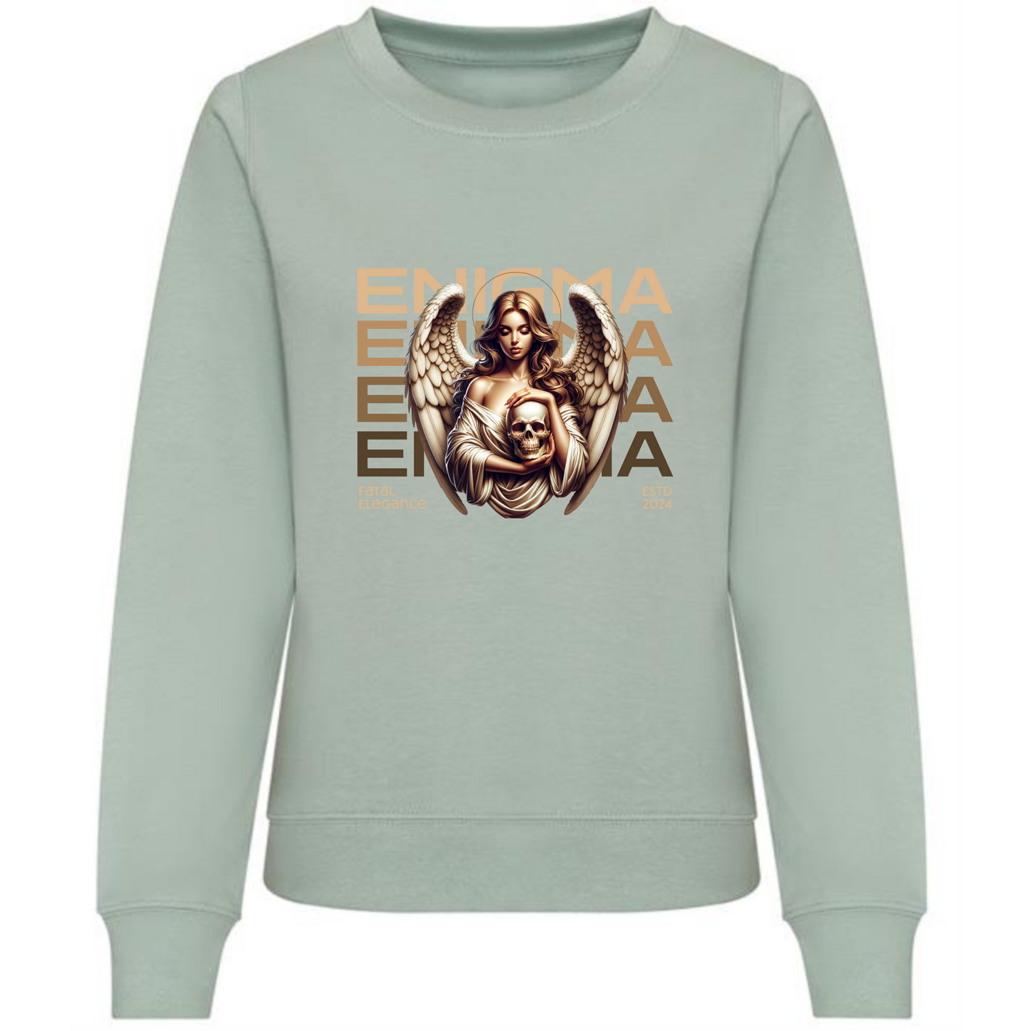 Enigma Sweatshirt | Woman with Angel Wings & Skull Design