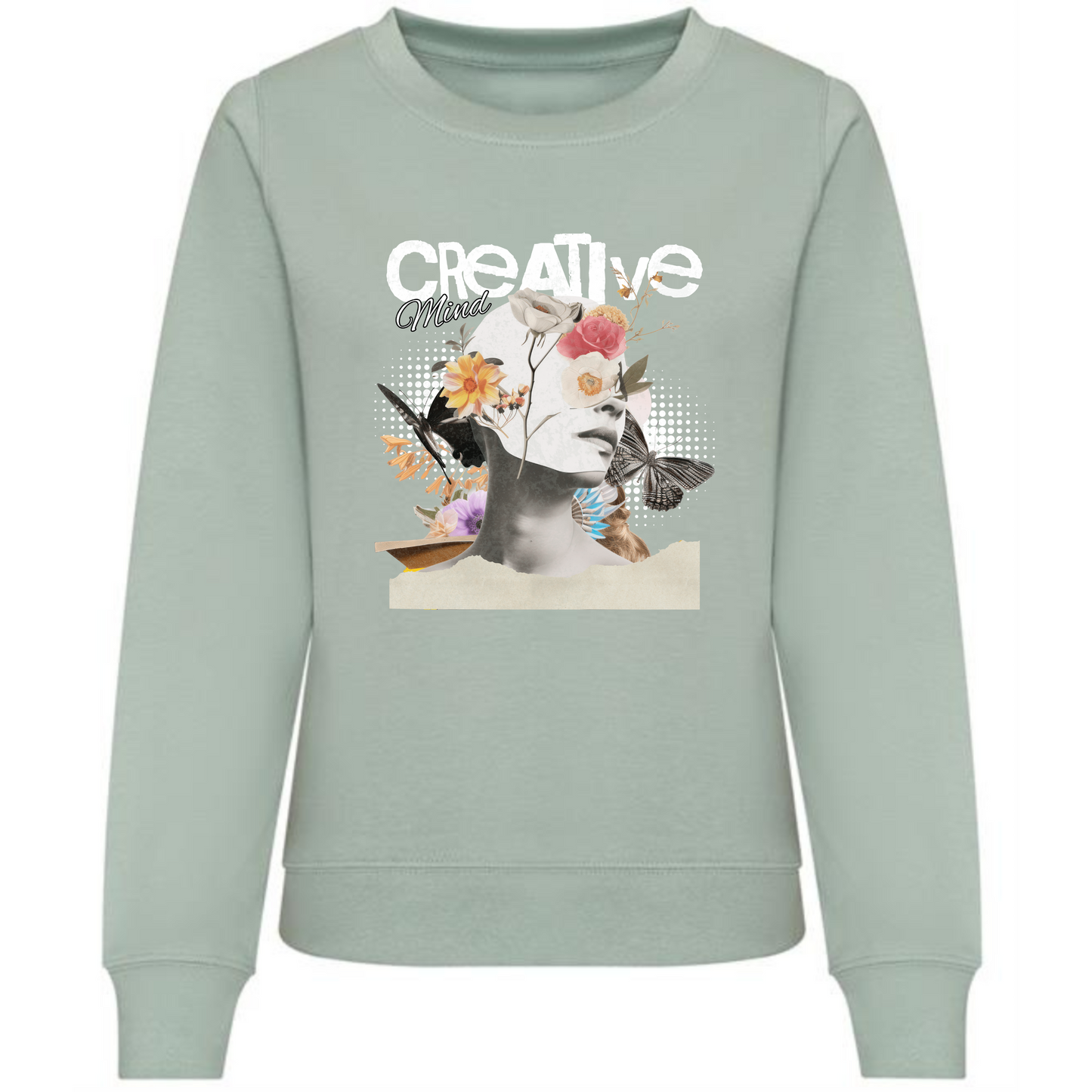 Creative Mind Sweatshirt | Woman Bust with Flowers Design