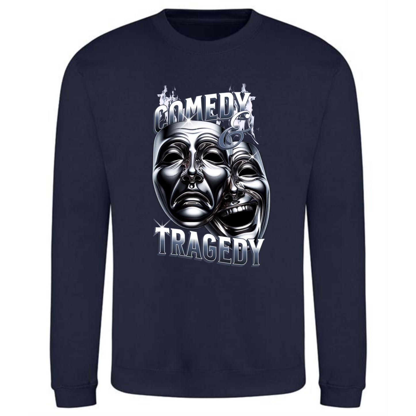 Comedy Tragedy Sweatshirt | Iconic Theater Mask Design – Bold Expression